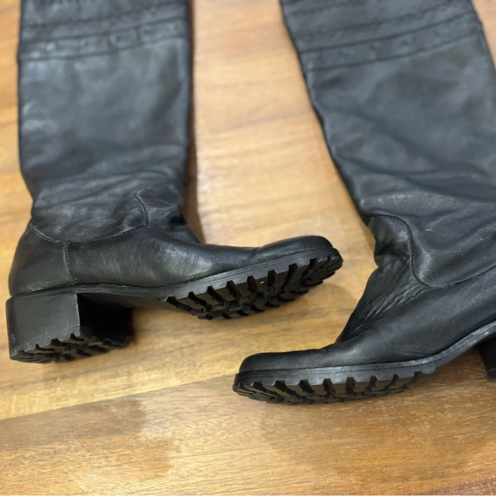 Vintage Bettye Muller black knee high leather boots size 7.5 - Picture 6 of 8